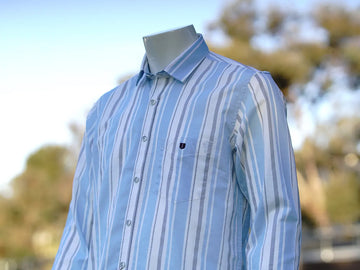 Blue And Gray Striped Smart Casual