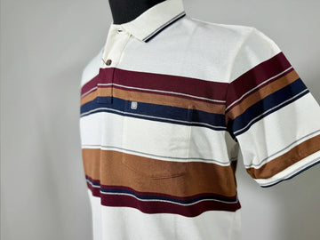Maroon Brown and Black Horizontal Stripes on Cream