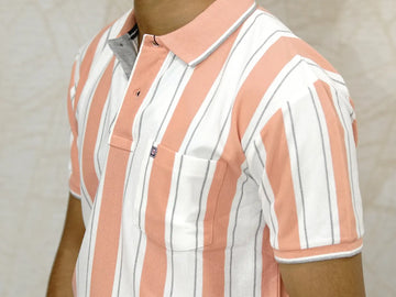White and Peach Lined