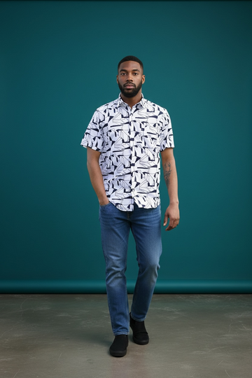 Black Random Prints on White Formal