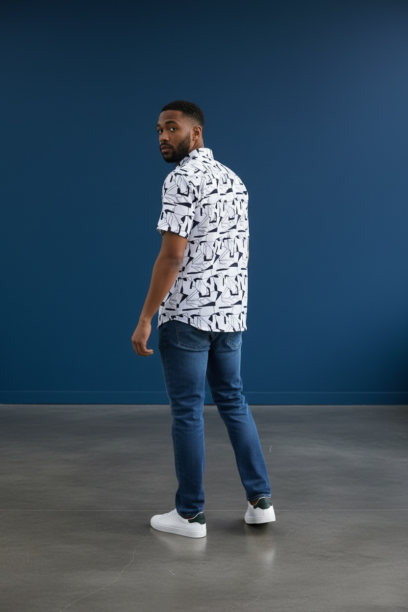 Black Random Prints on White Formal