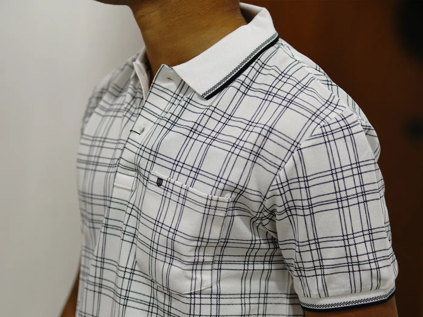 Black Checked on White