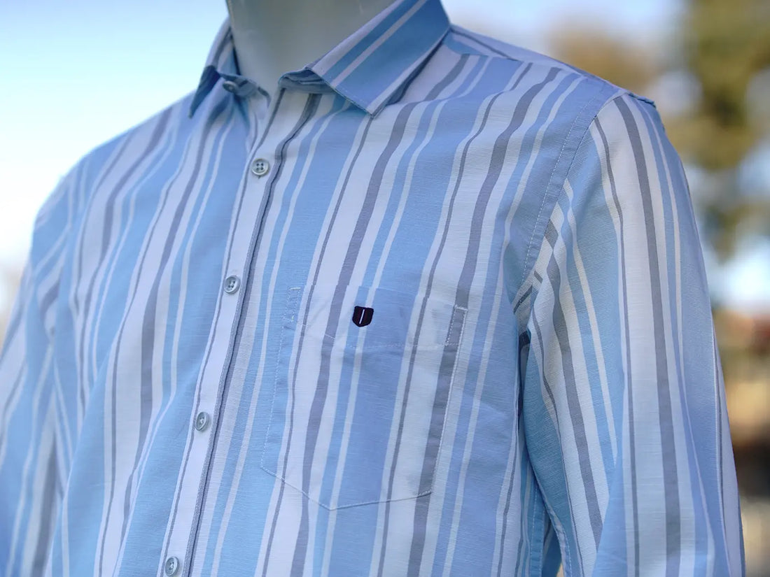 Blue And Gray Striped Smart Casual