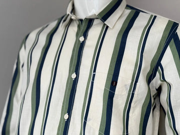 Blue And Green Striped Smart Casual