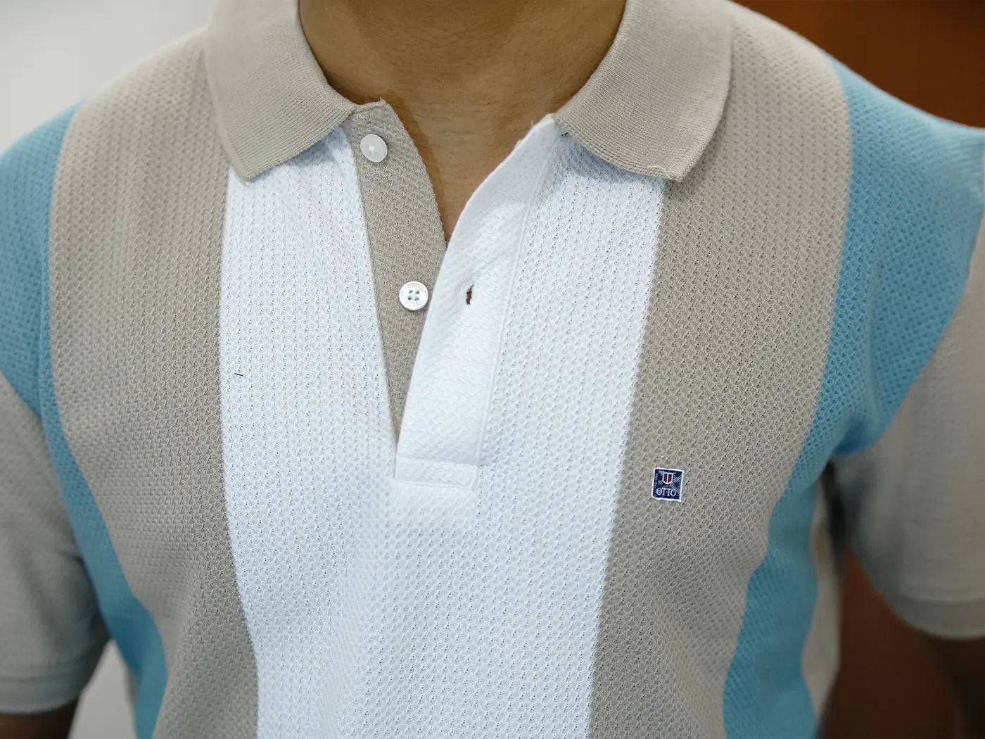 Brown and Light Blue on White