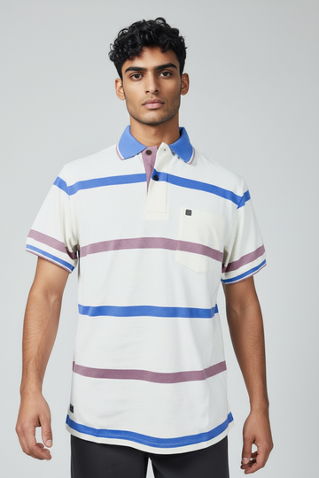 Blue and Purple on Cream