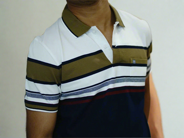 Black and Brown Horizontal Stripe with Green on White