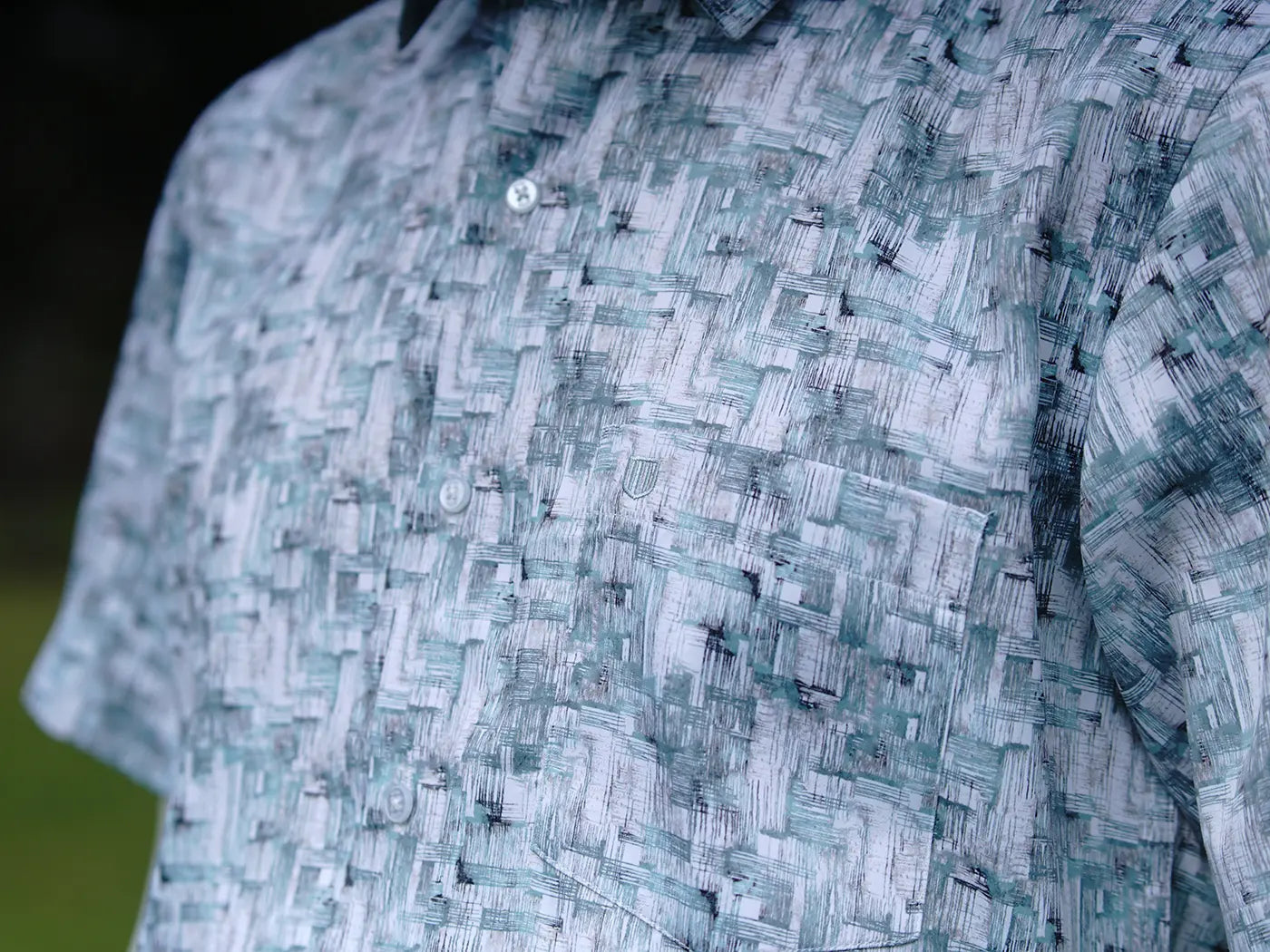 Green and White Print Formal