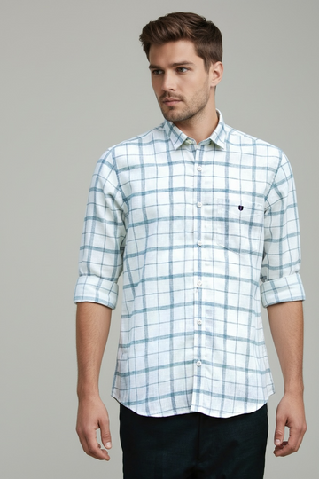 Seafoam - Men’s Trim fit Classy Green Checked Smart Casual