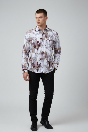 Multi Printed Cream Smart Casual