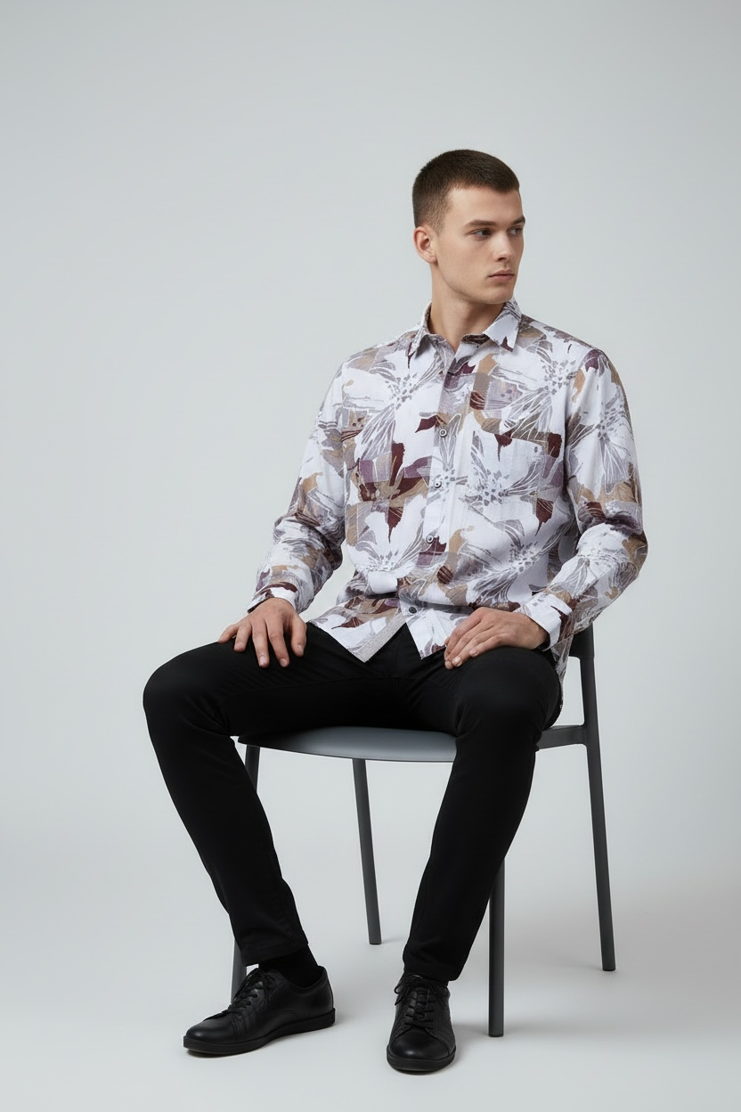 Multi Printed Cream Smart Casual
