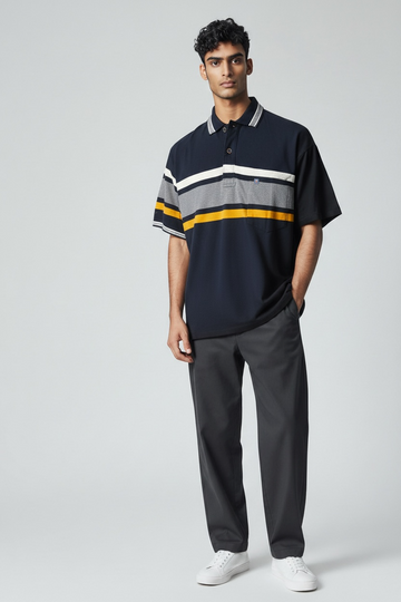 Yellow With White Barcode Stripes On Blue