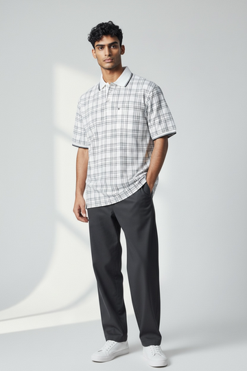 Black Checked on White