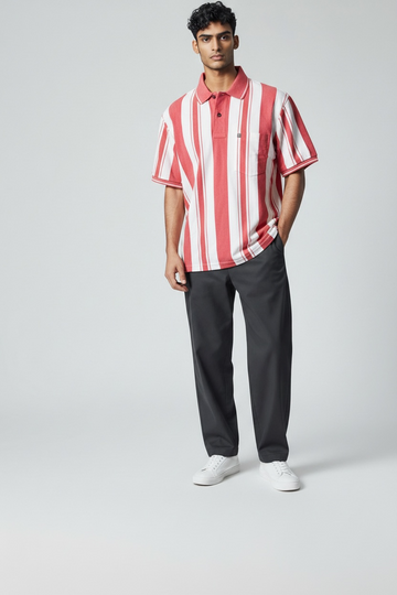 White And Red Vertical Lined