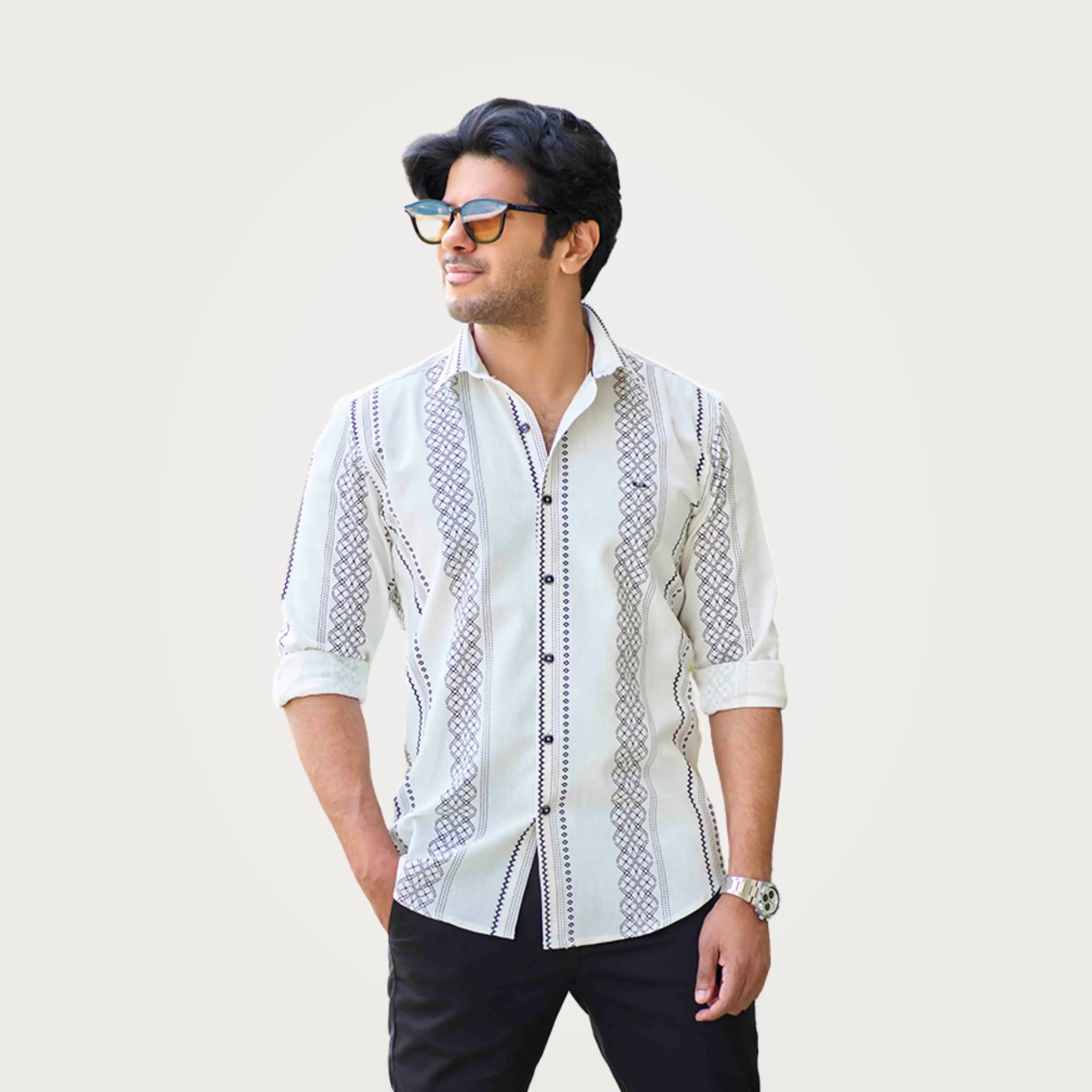 Ivory Printed Casual Shirt
