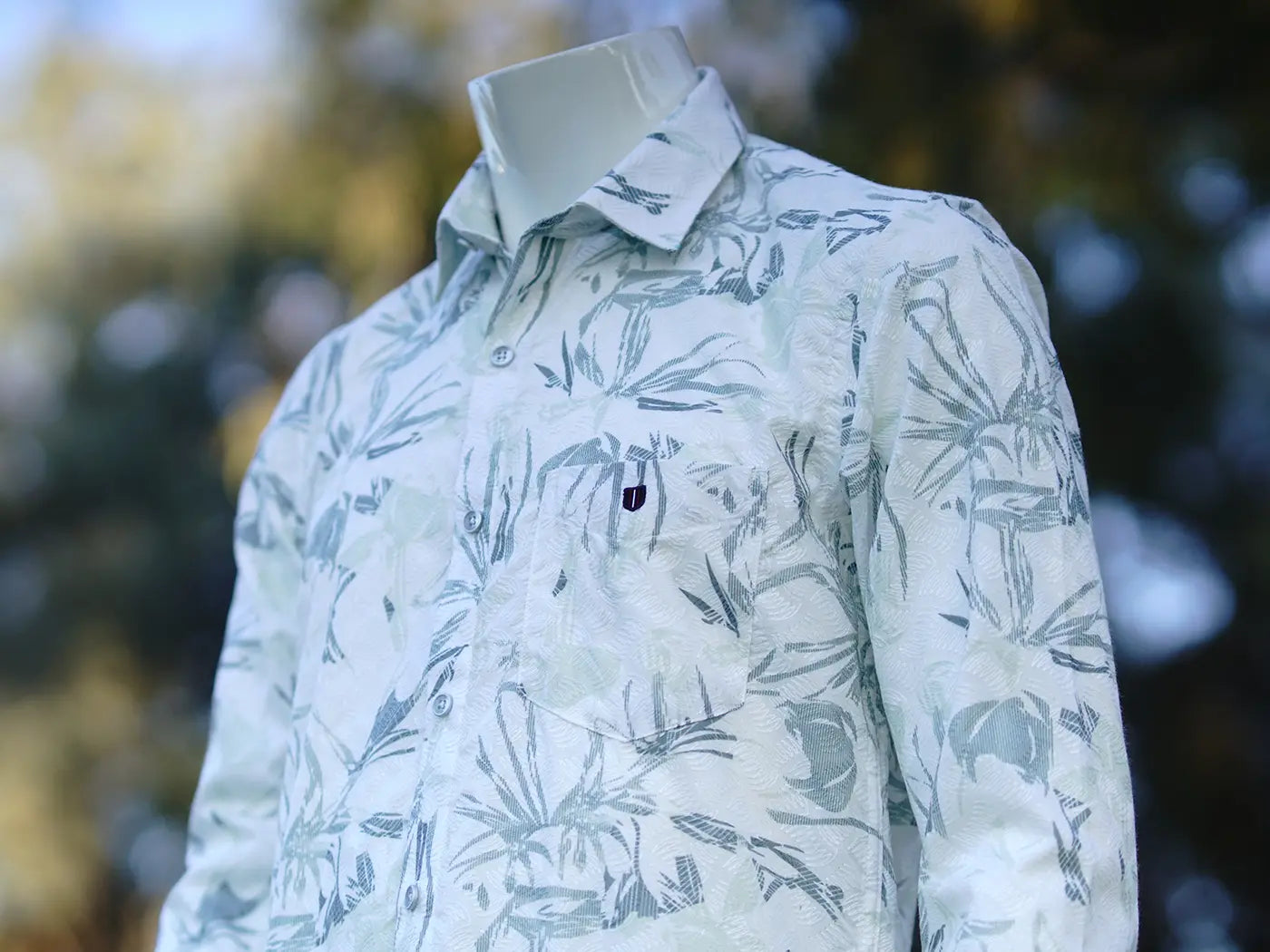 Leaf Printed Cream Smart Casual