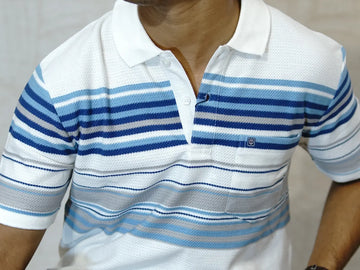 Light and Navy Blue Horizontal Lines in White