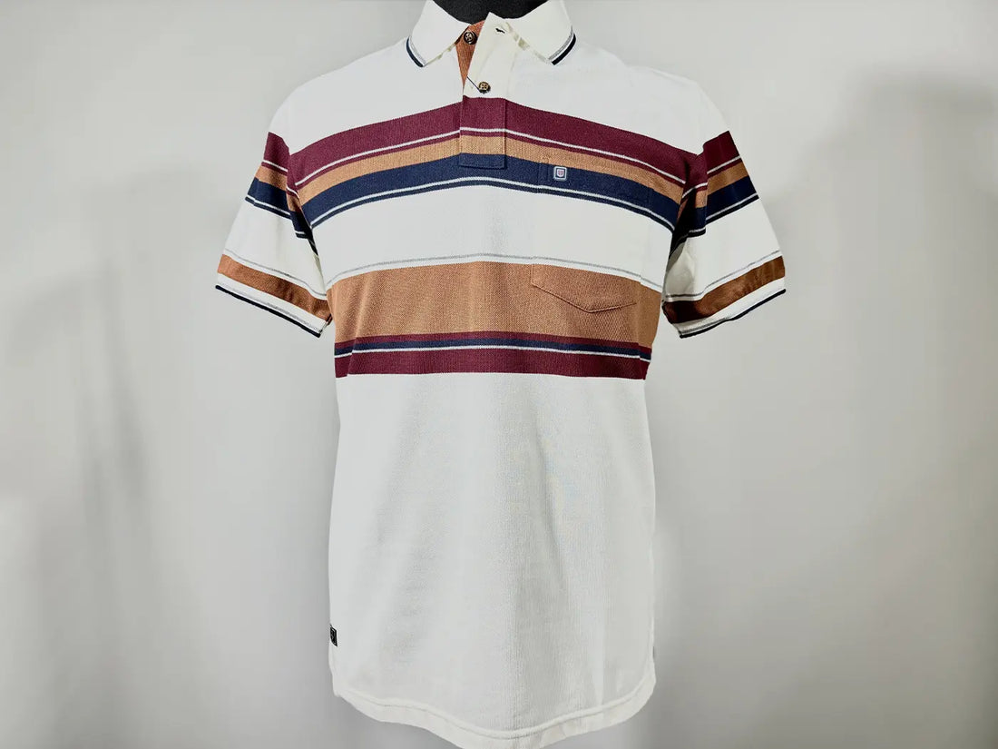 Maroon Brown and Black Horizontal Stripes on  Cream