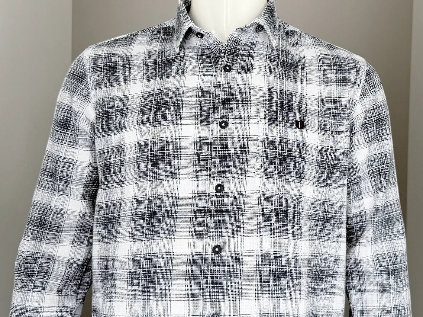 Navy Hairline Checked Smart Casual