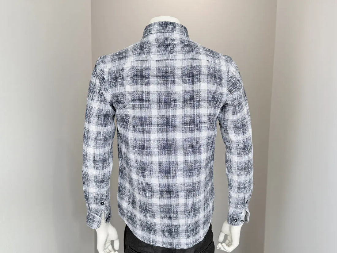 Navy Hairline Checked Smart Casual