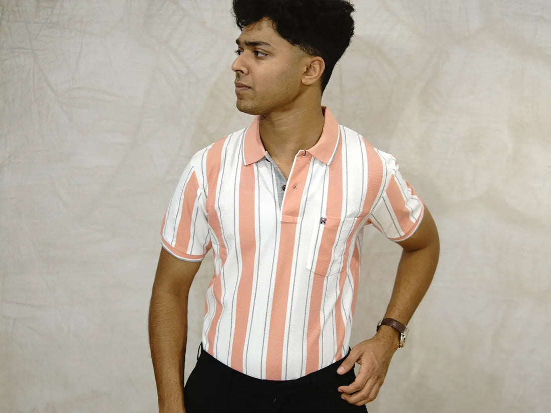 White and Peach Lined