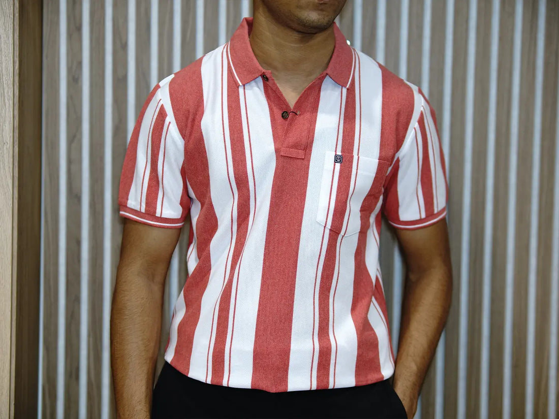 White And Red Vertical Lined