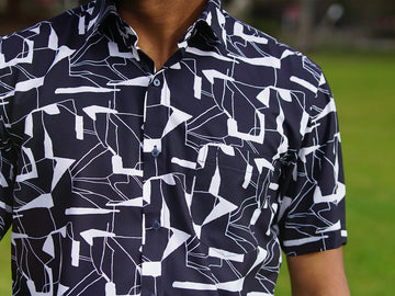 White Random Print on Black Formal
