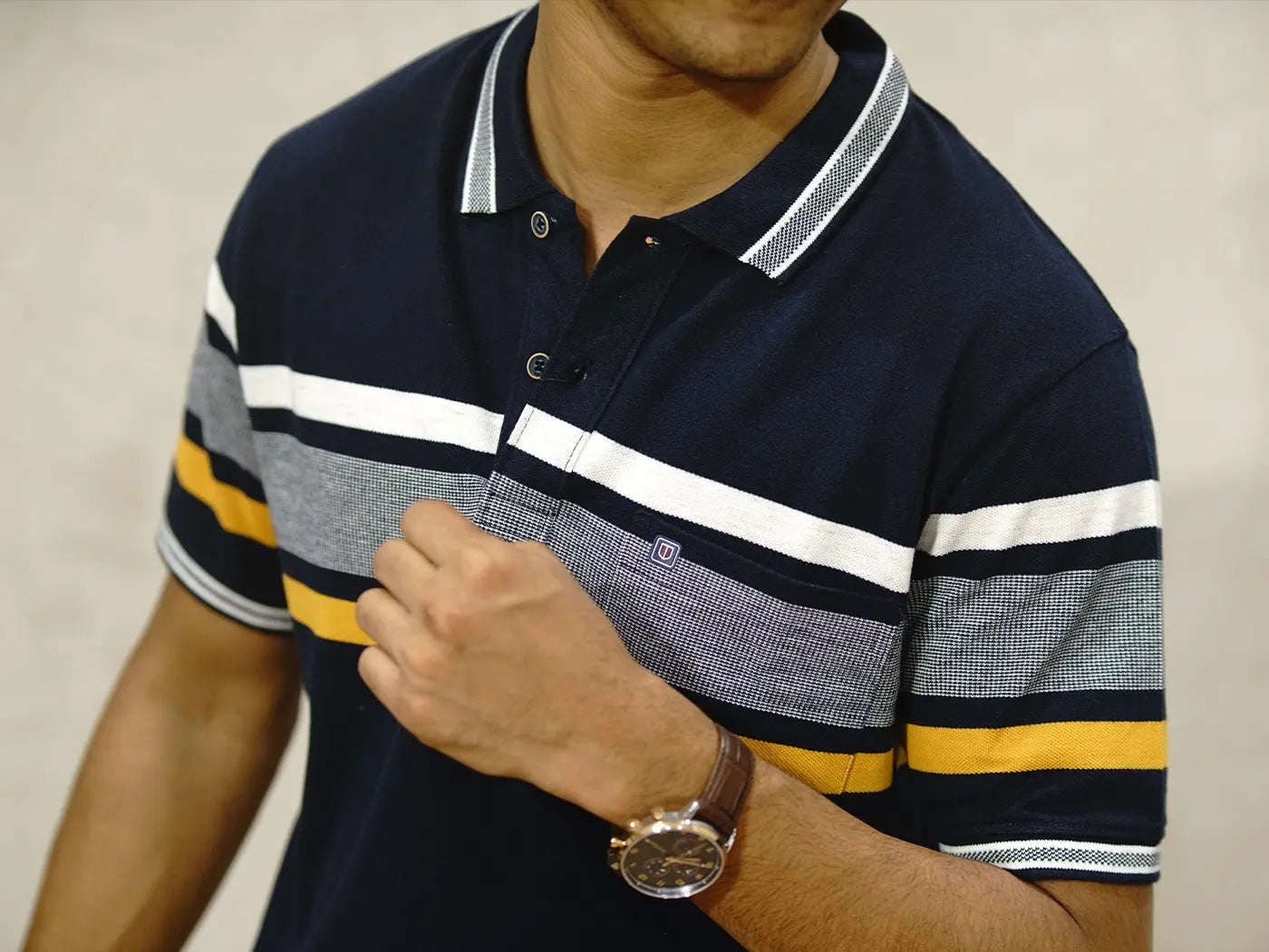 Yellow With White Barcode Stripes On Blue