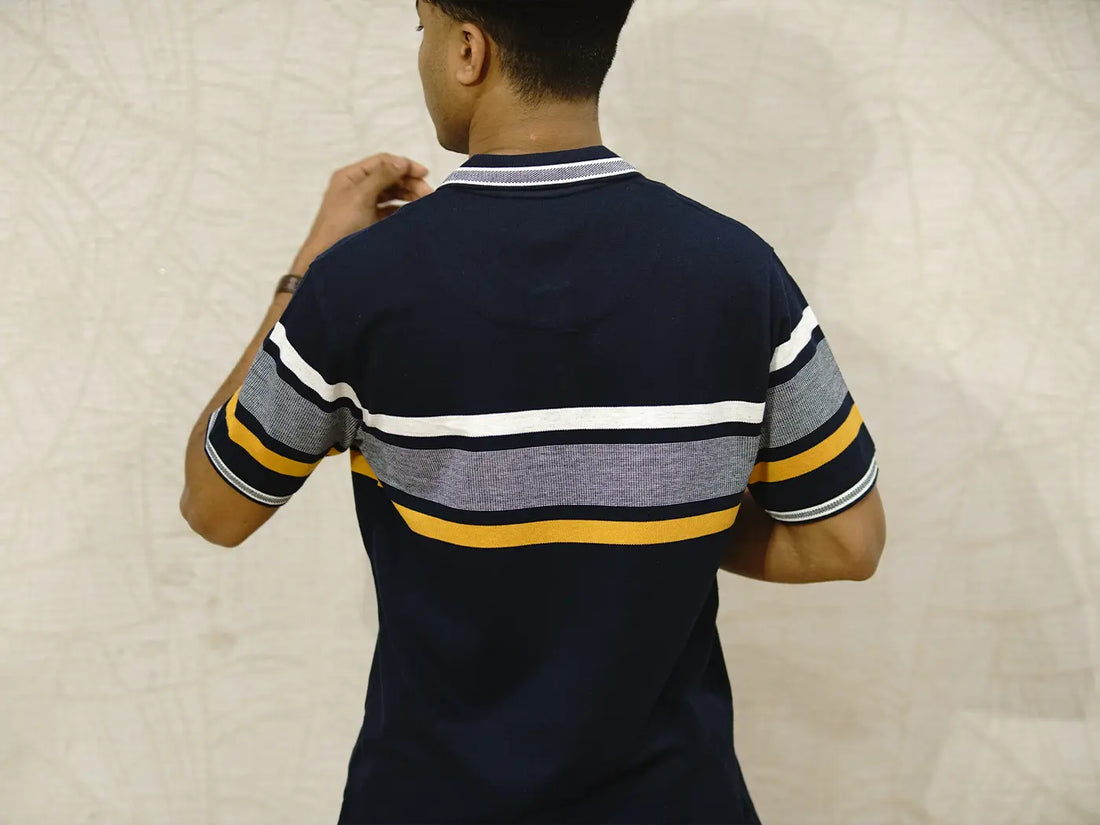 Yellow With White Barcode Stripes On Blue